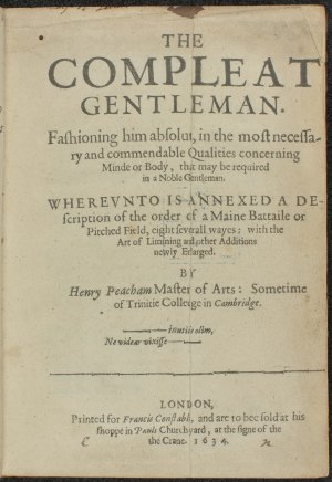Title Page, The Compleat Gentleman, Henry Peacham, 1634